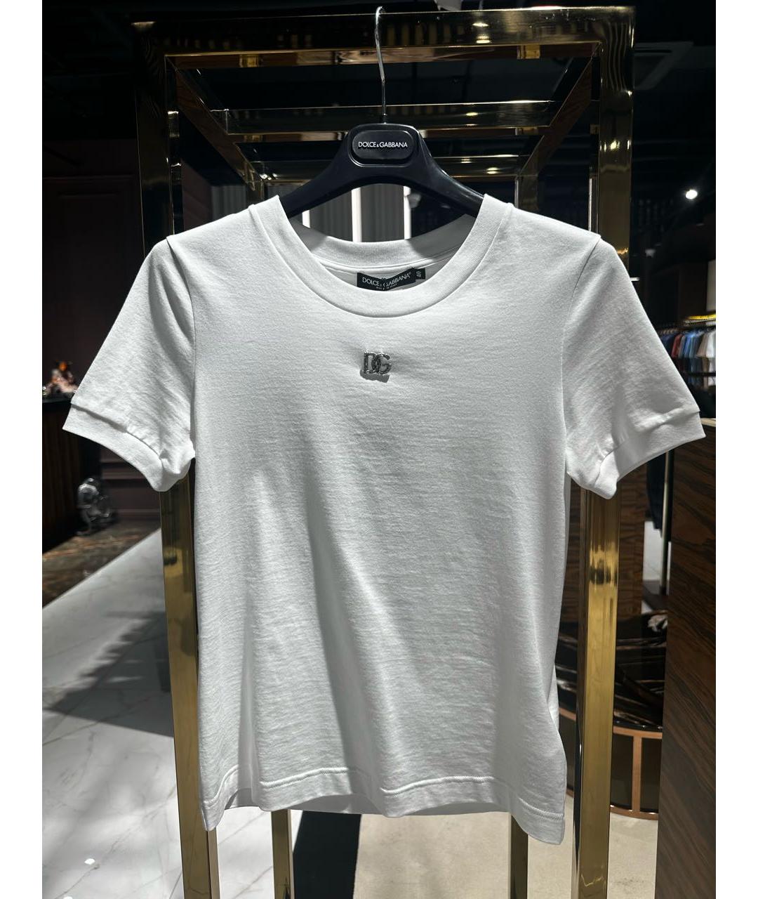 DOLCE&GABBANA Белая хлопковая футболка, фото 5