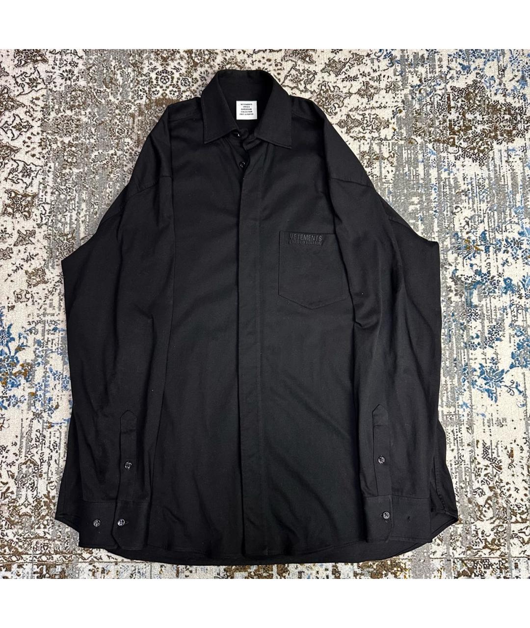 VETEMENTS Черная хлопковая классическая рубашка, фото 8