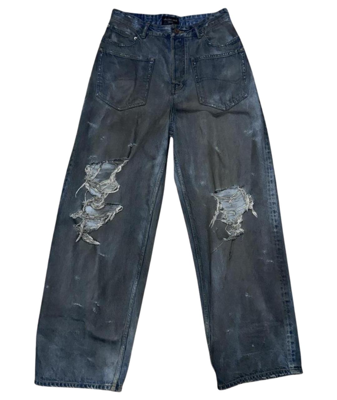BALENCIAGA Синие хлопковые прямые джинсы, фото 1