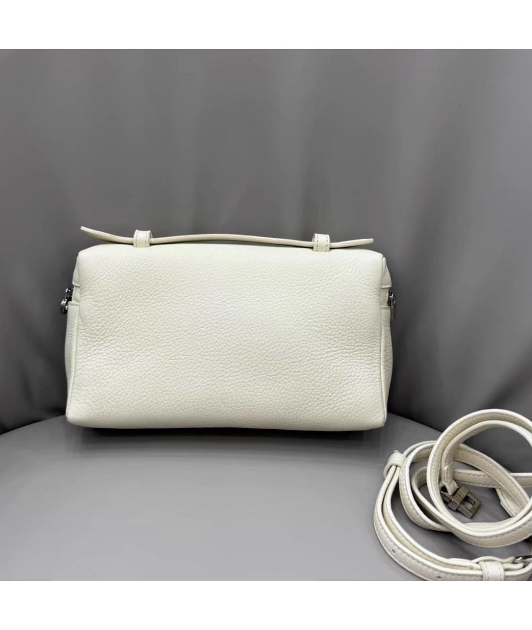 LORO PIANA Белая кожаная сумка с короткими ручками, фото 6