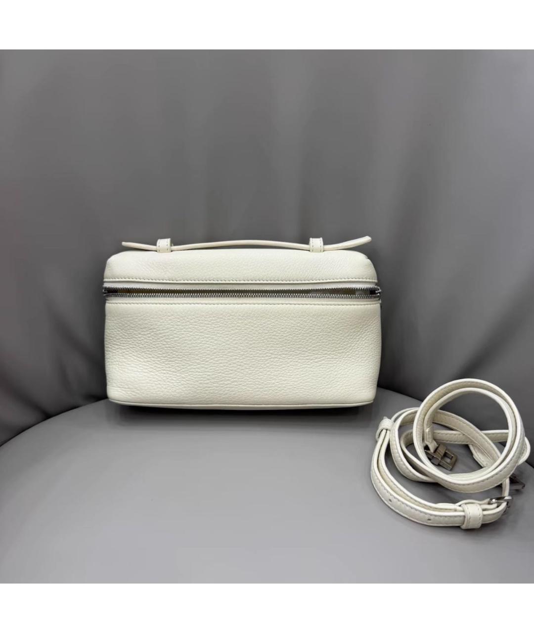 LORO PIANA Белая кожаная сумка с короткими ручками, фото 7