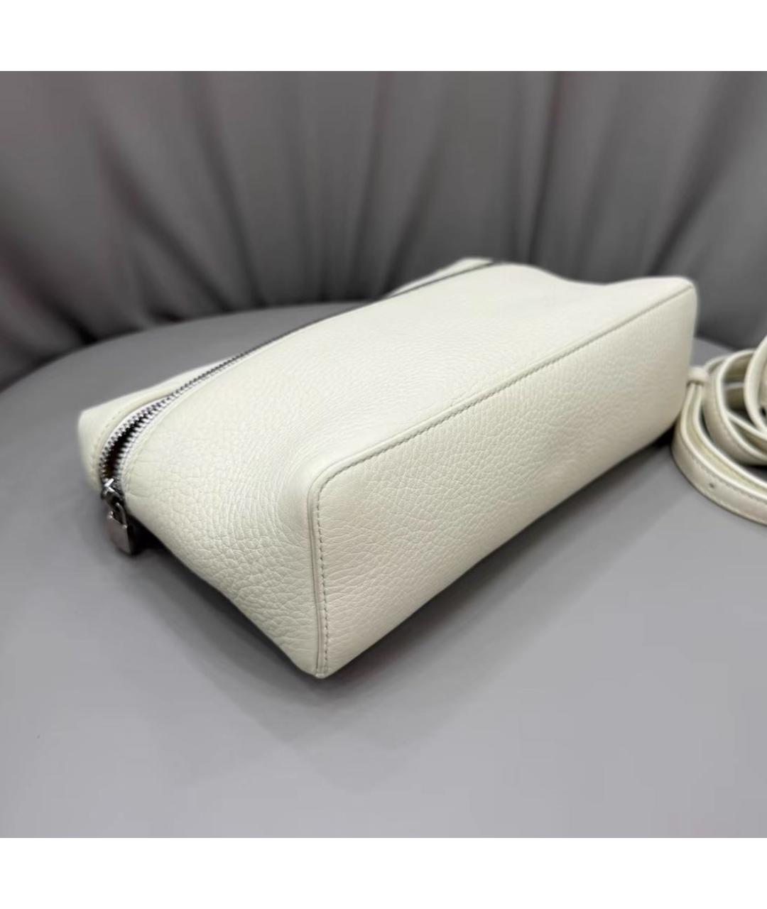 LORO PIANA Белая кожаная сумка с короткими ручками, фото 5