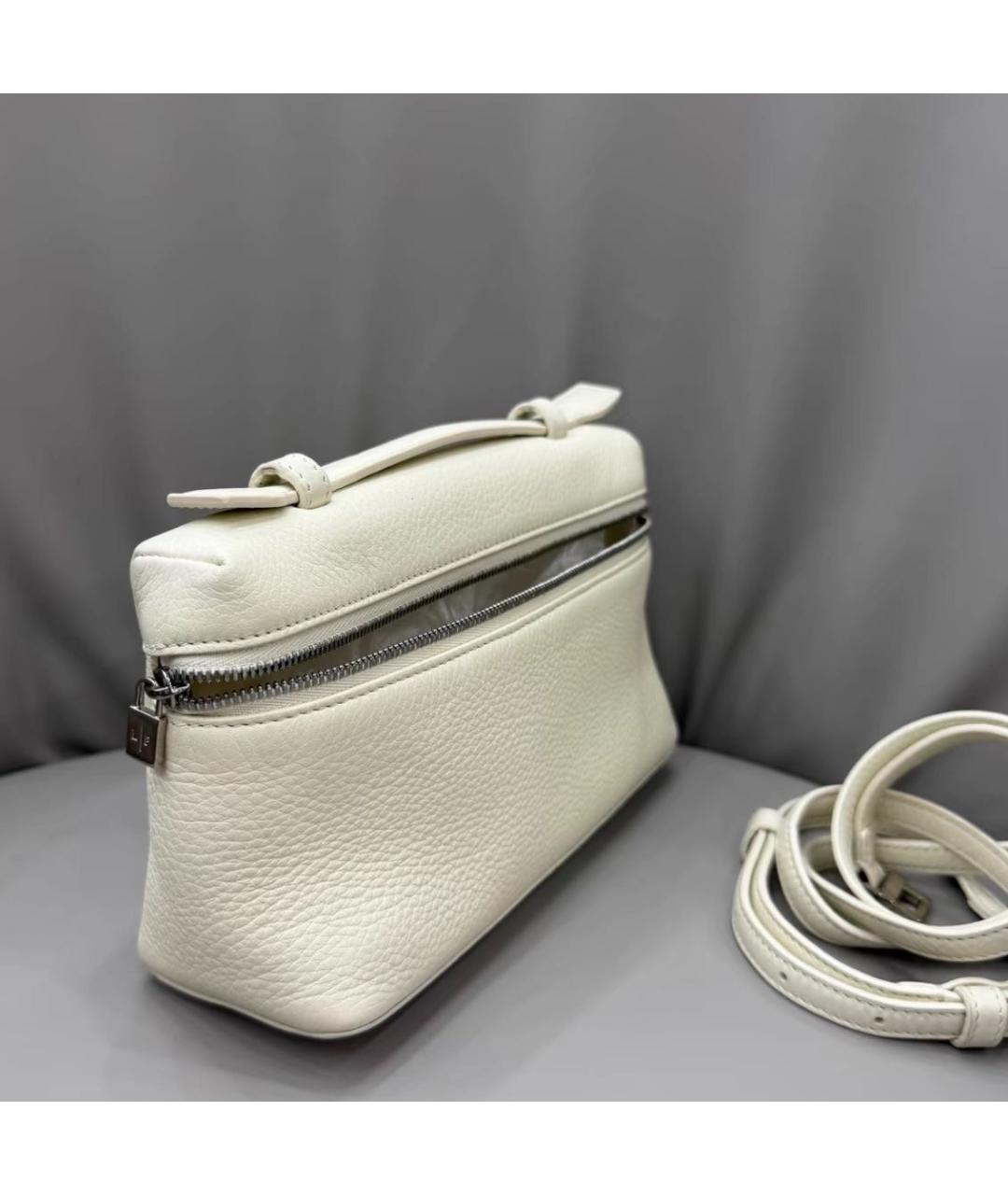 LORO PIANA Белая кожаная сумка с короткими ручками, фото 3