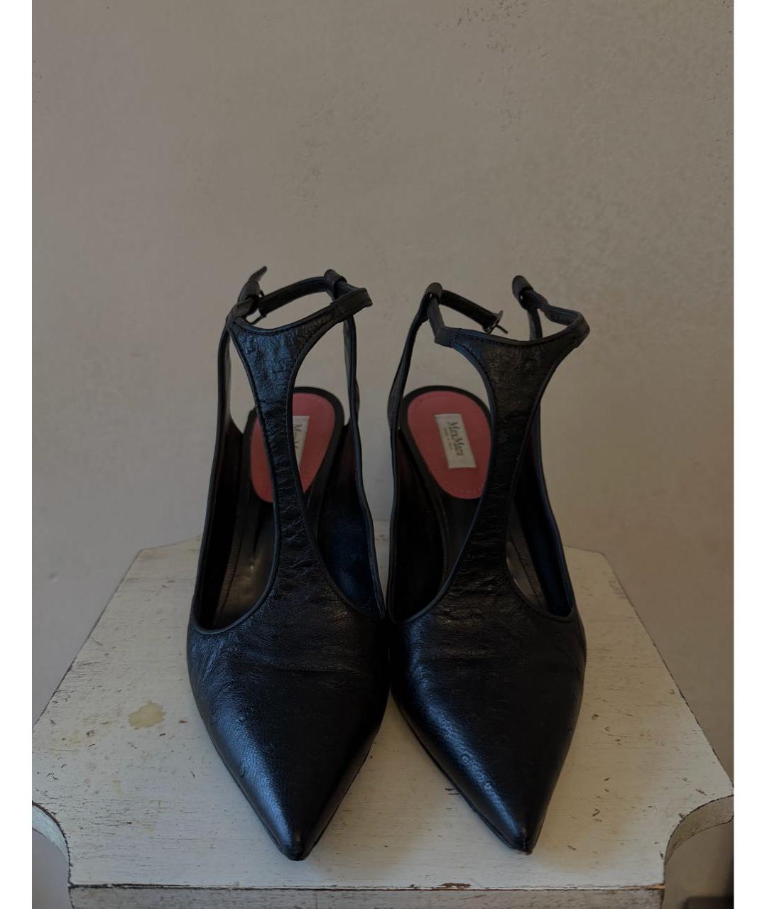 MAX MARA Черные кожаные туфли, фото 2