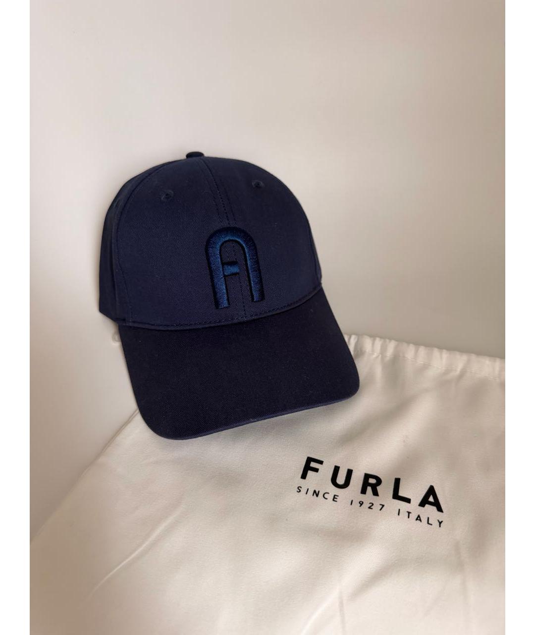 FURLA Темно-синяя хлопковая кепка, фото 4