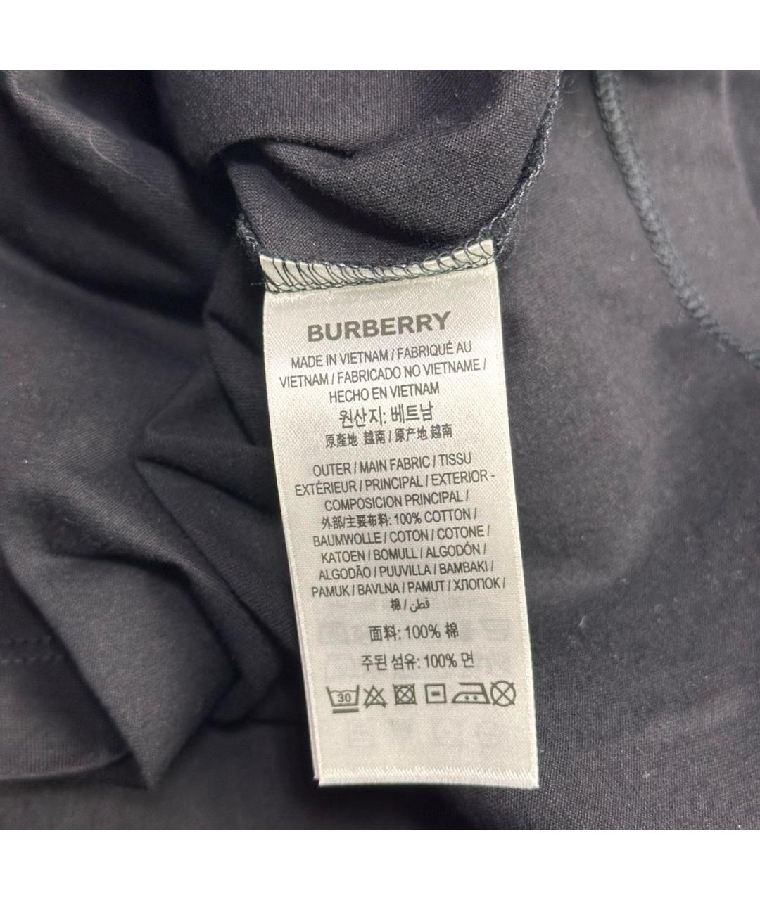 BURBERRY Черная хлопковая футболка, фото 4