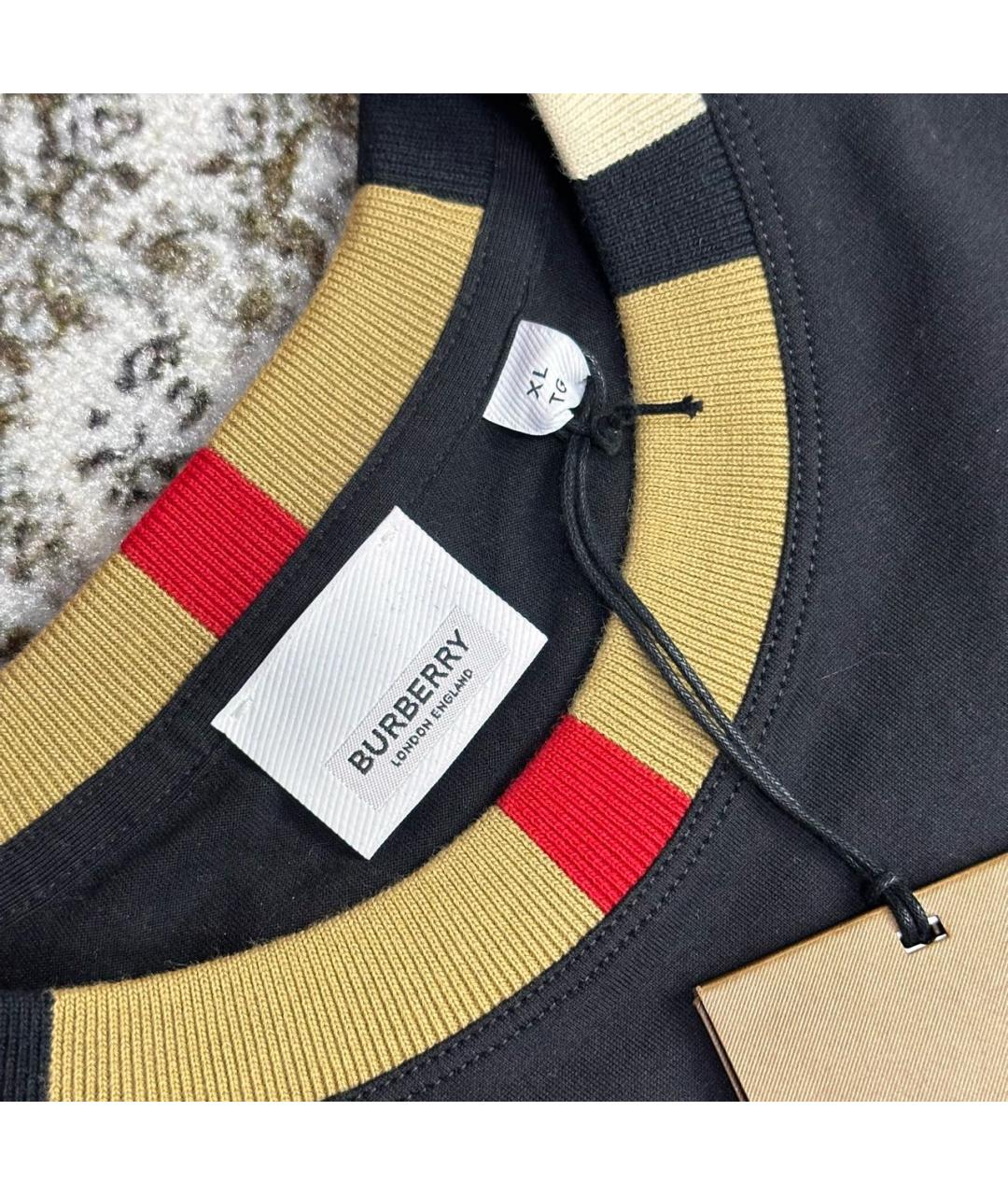 BURBERRY Черная хлопковая футболка, фото 3