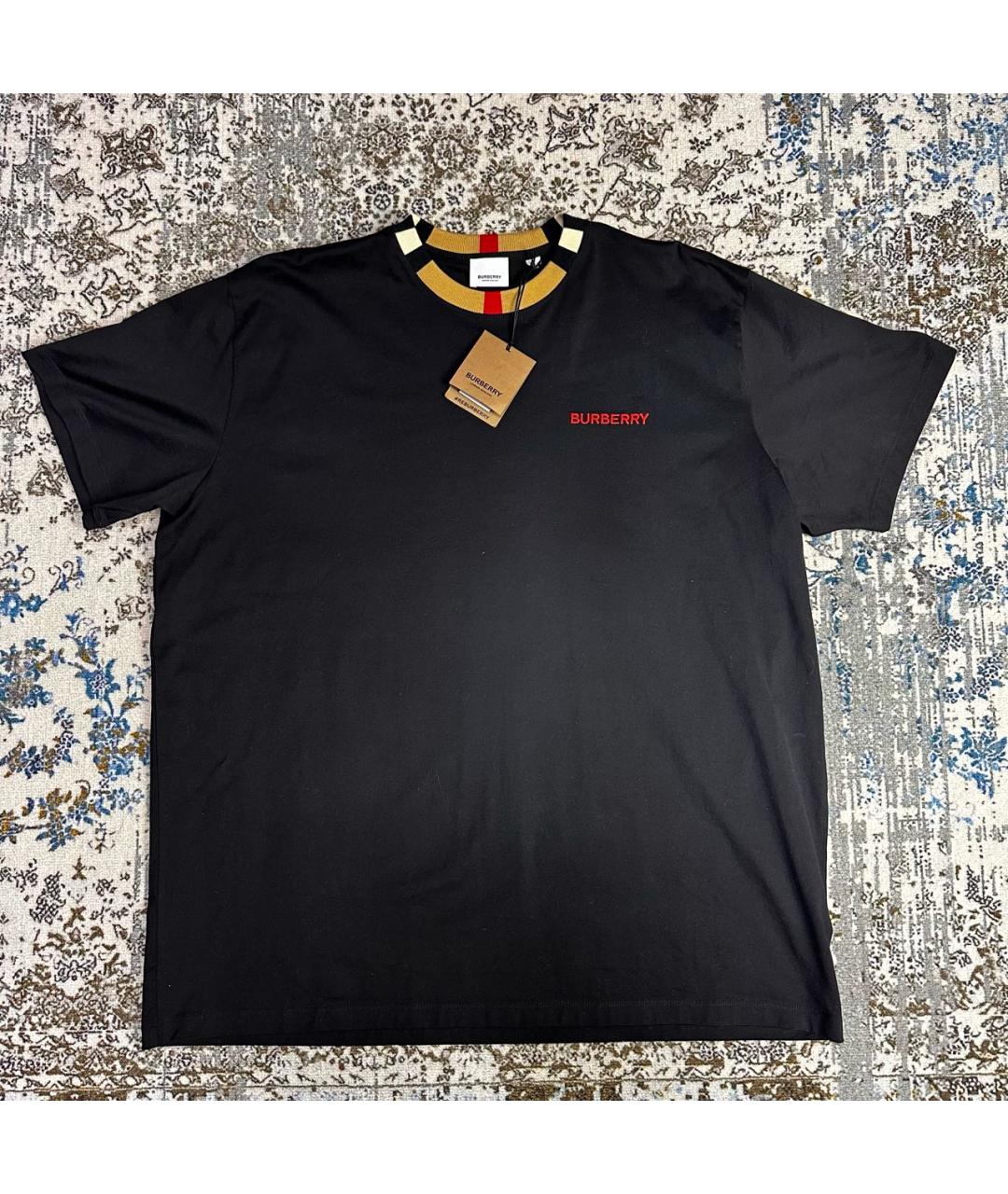 BURBERRY Черная хлопковая футболка, фото 5