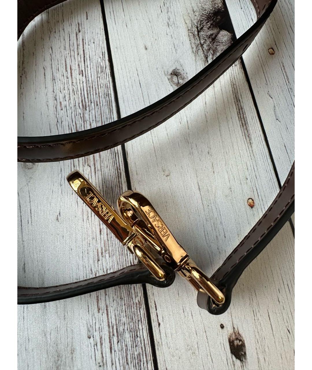 VERSACE Коричневая кожаная сумка с короткими ручками, фото 8