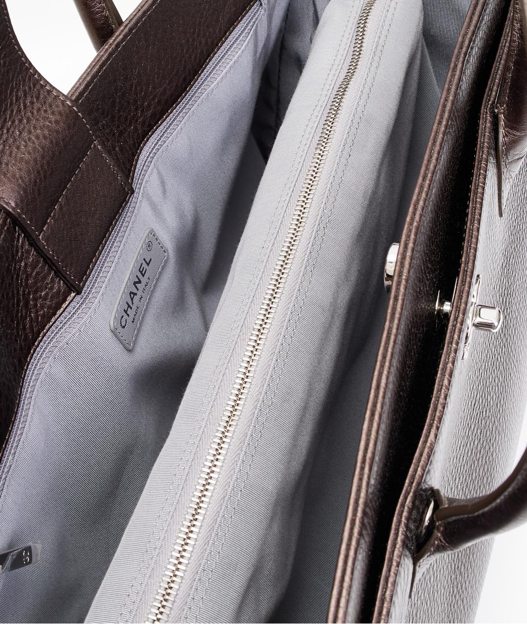 CHANEL Коричневая кожаная сумка тоут, фото 6