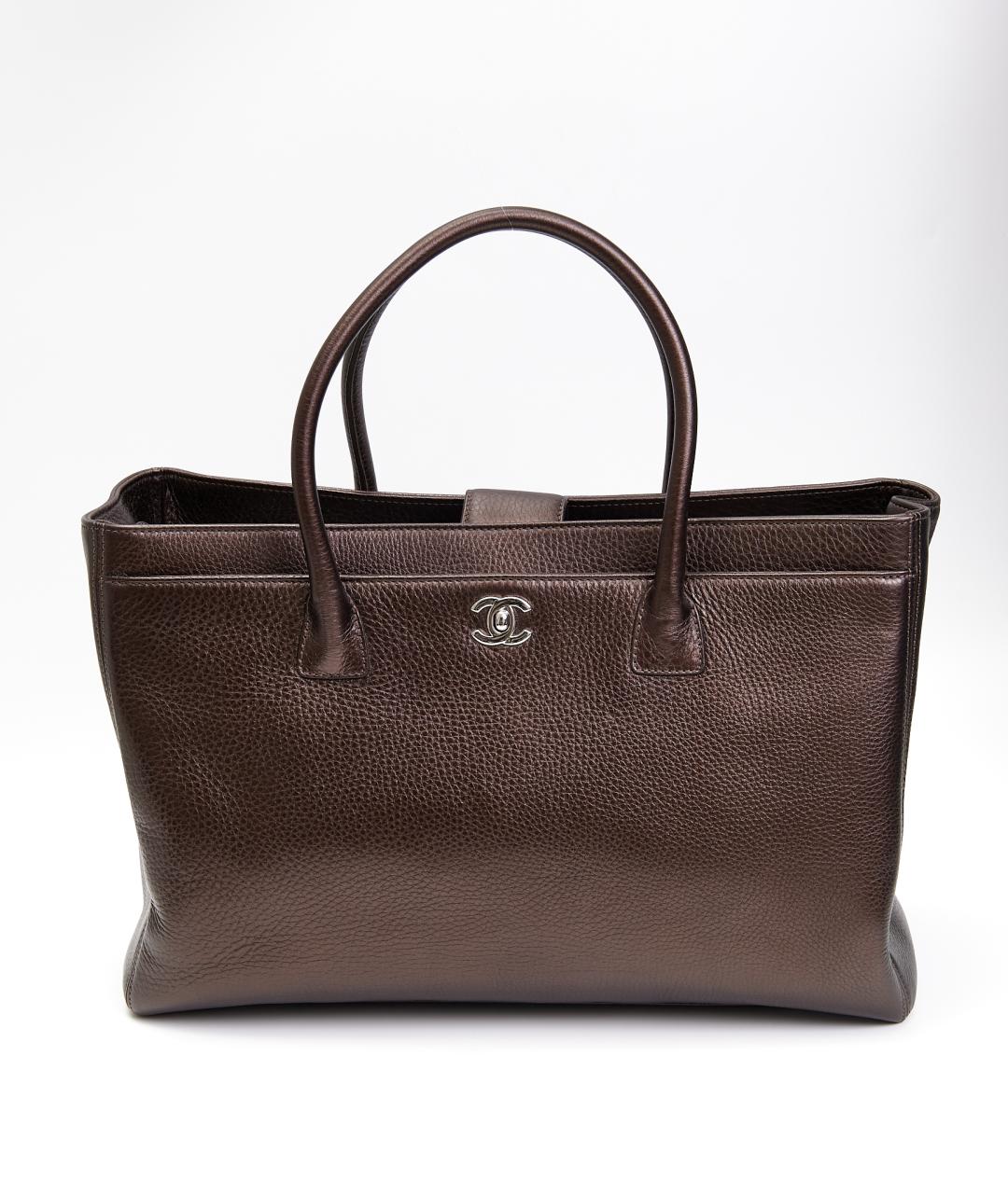 CHANEL Коричневая кожаная сумка тоут, фото 7