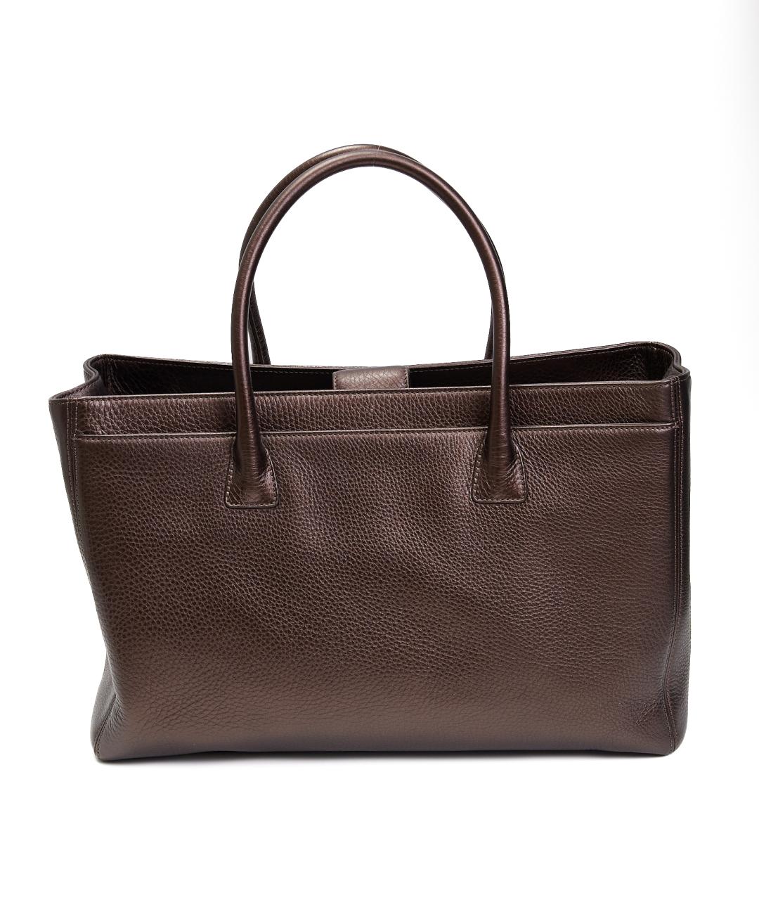 CHANEL Коричневая кожаная сумка тоут, фото 3