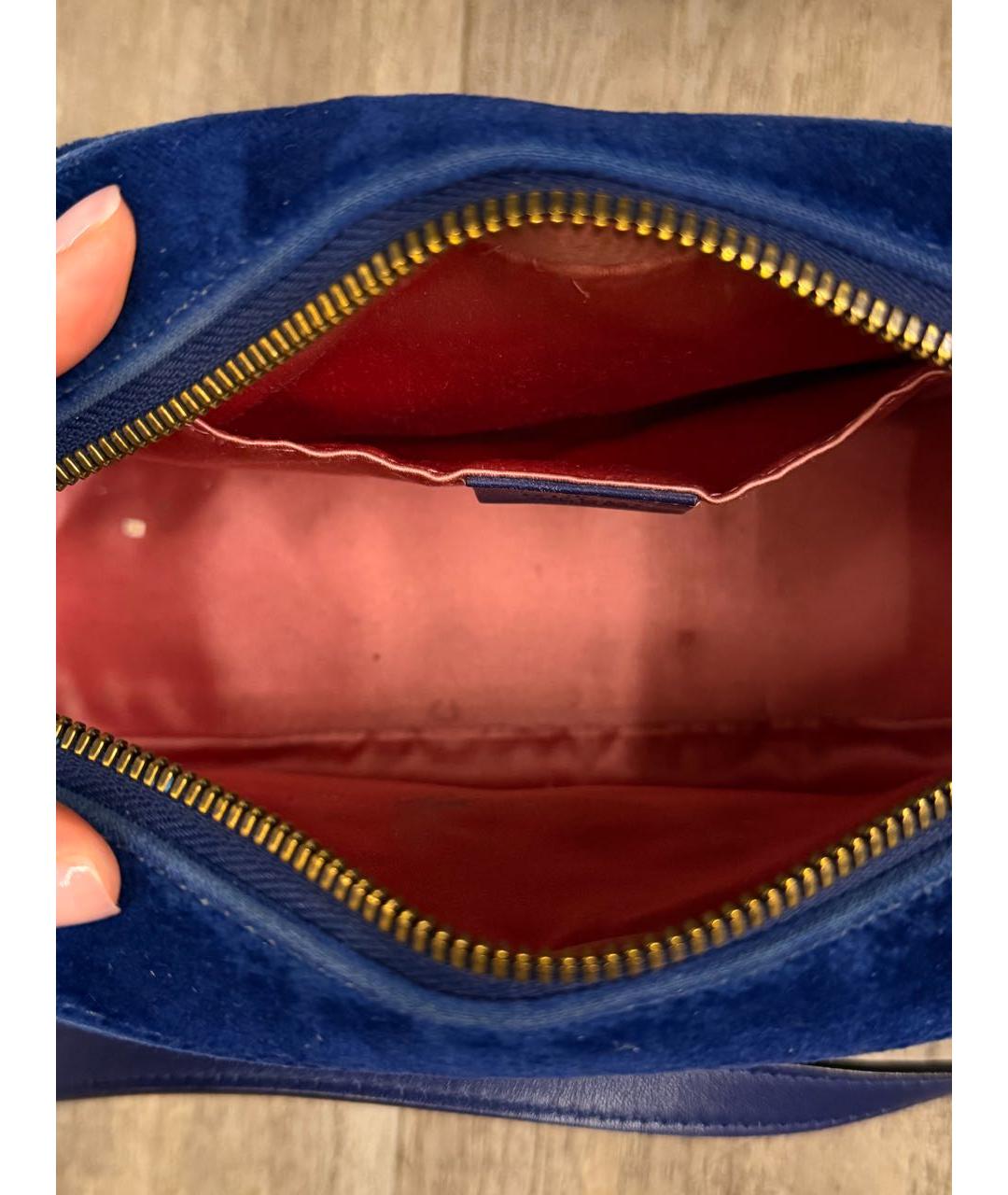GUCCI Темно-синяя бархатная сумка через плечо, фото 3