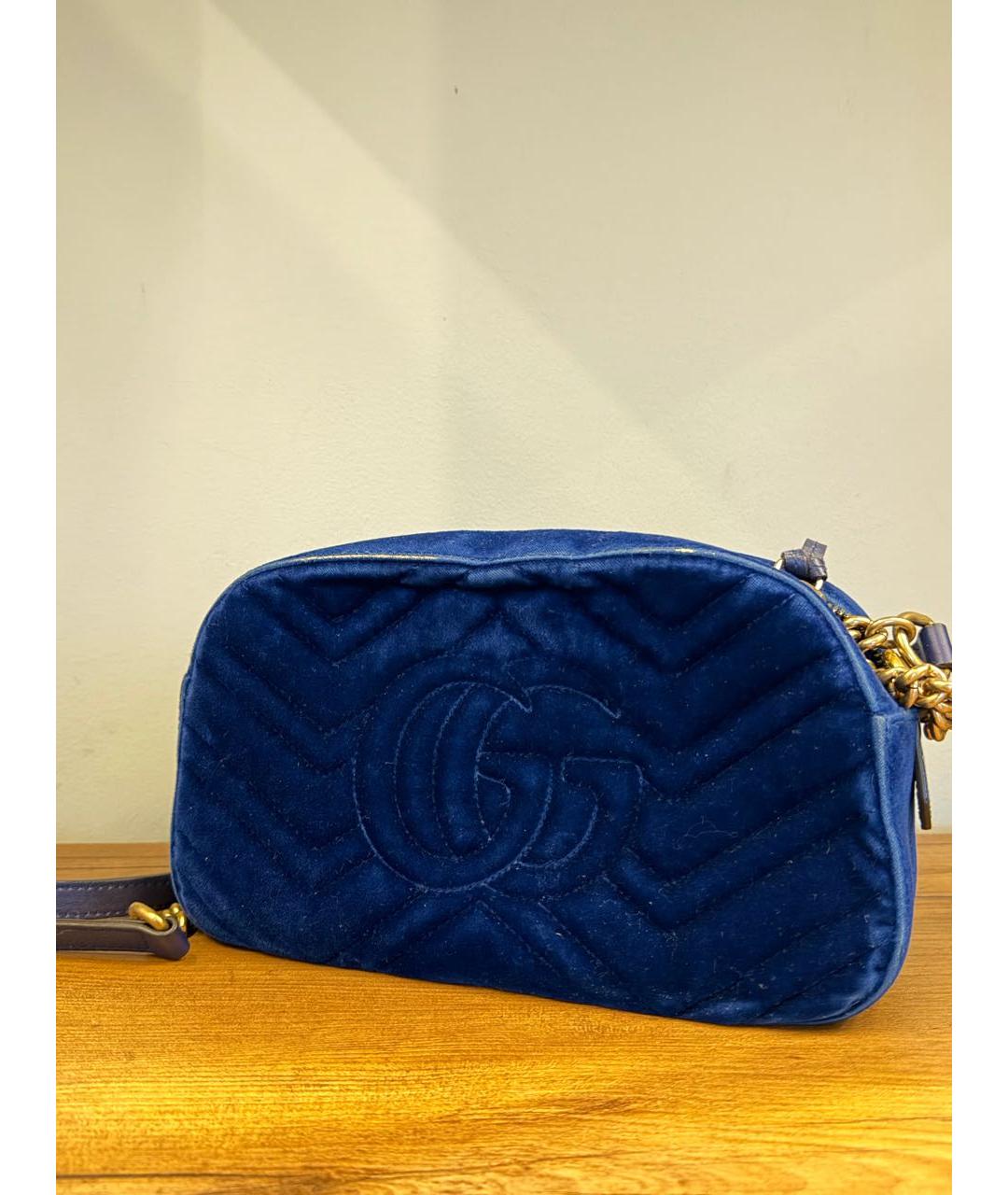GUCCI Темно-синяя бархатная сумка через плечо, фото 2