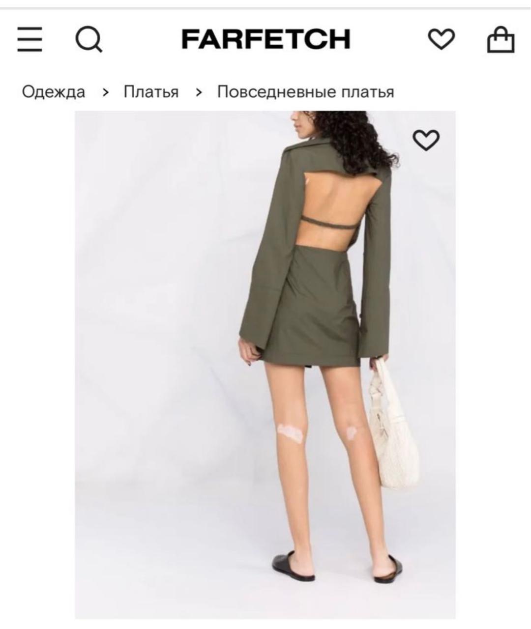 NANUSHKA Горчичное льняное повседневное платье, фото 7