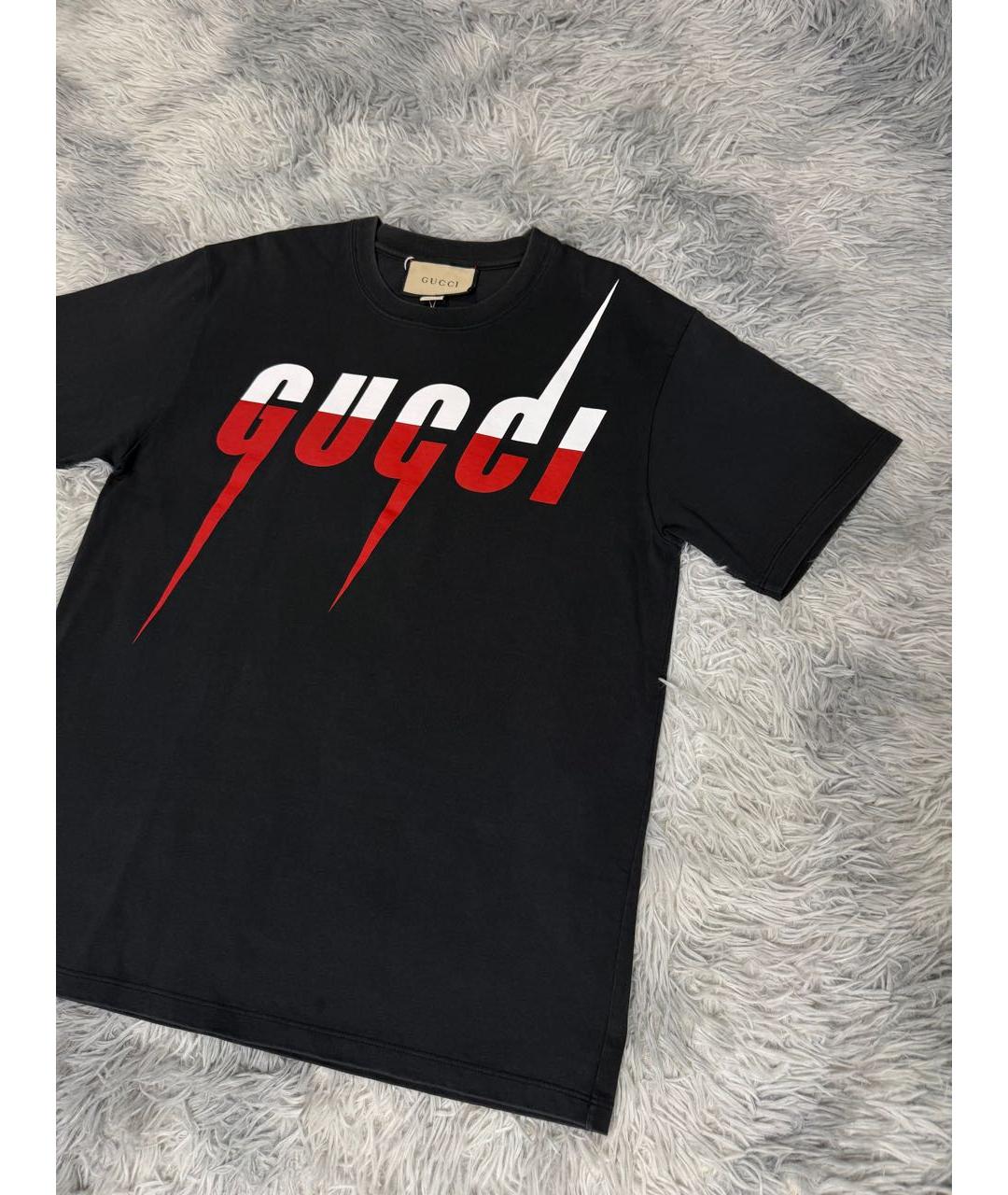 GUCCI Антрацитовая хлопковая футболка, фото 3