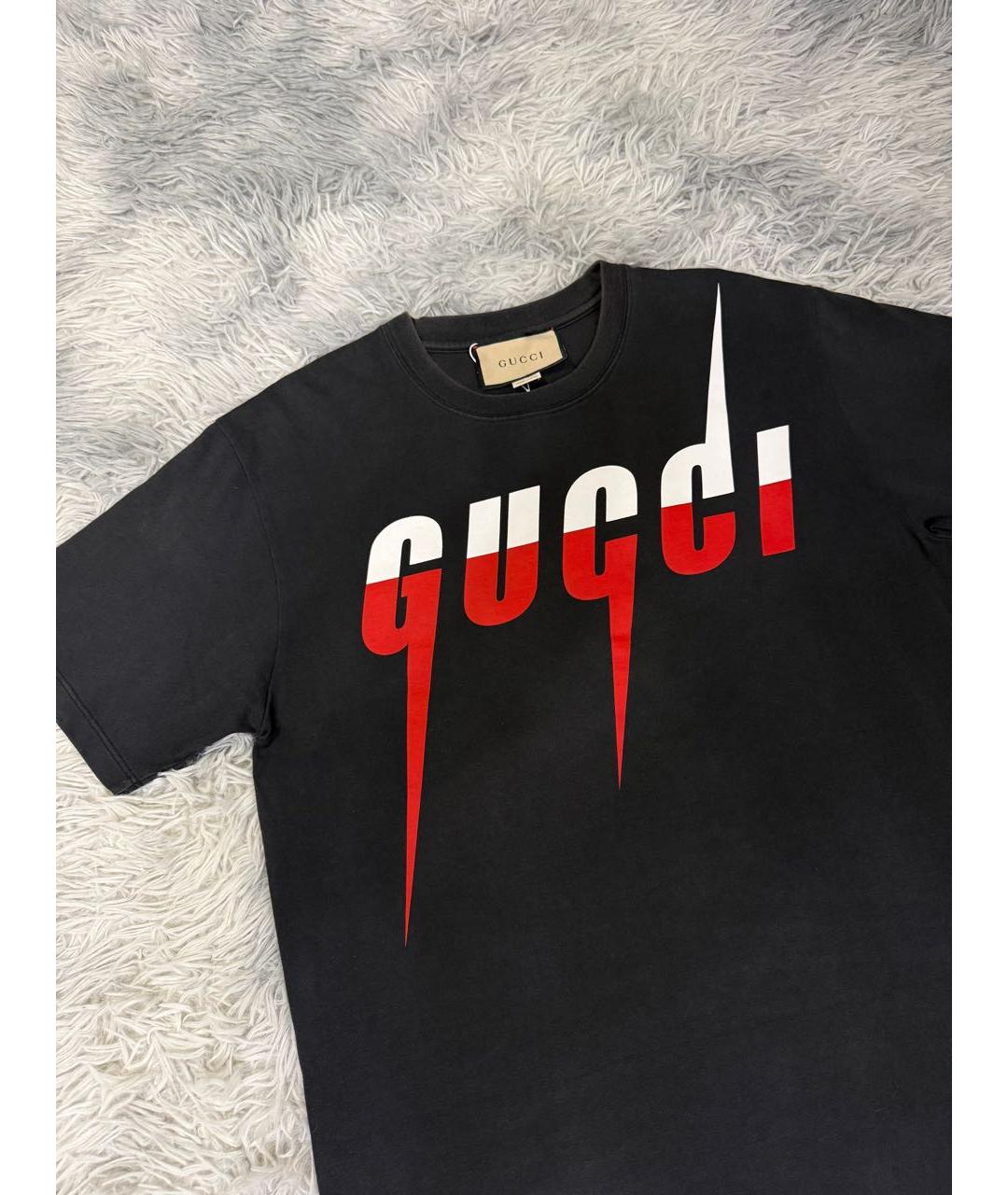 GUCCI Антрацитовая хлопковая футболка, фото 4