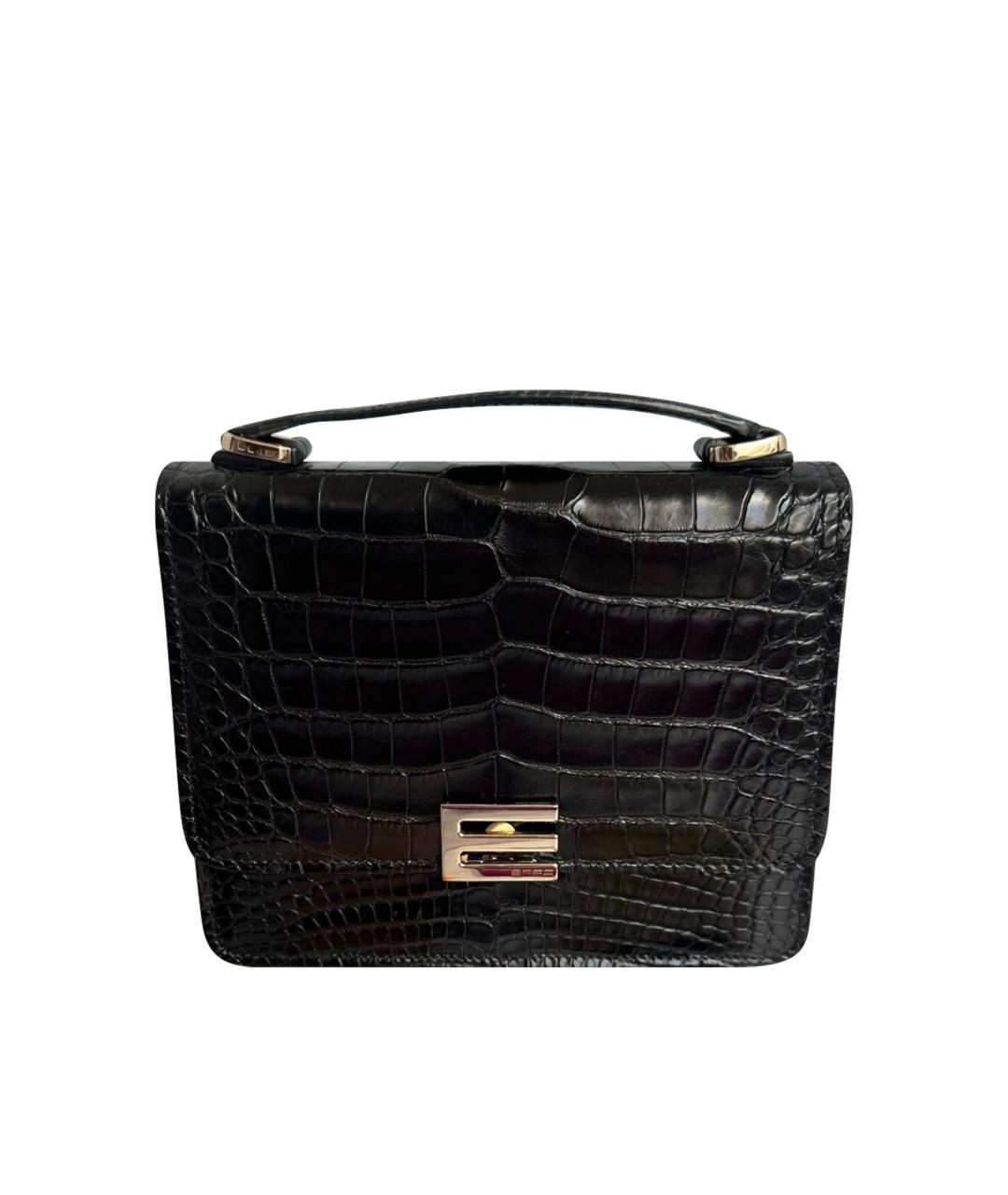 ETRO Черная сумка с короткими ручками из экзотической кожи, фото 1