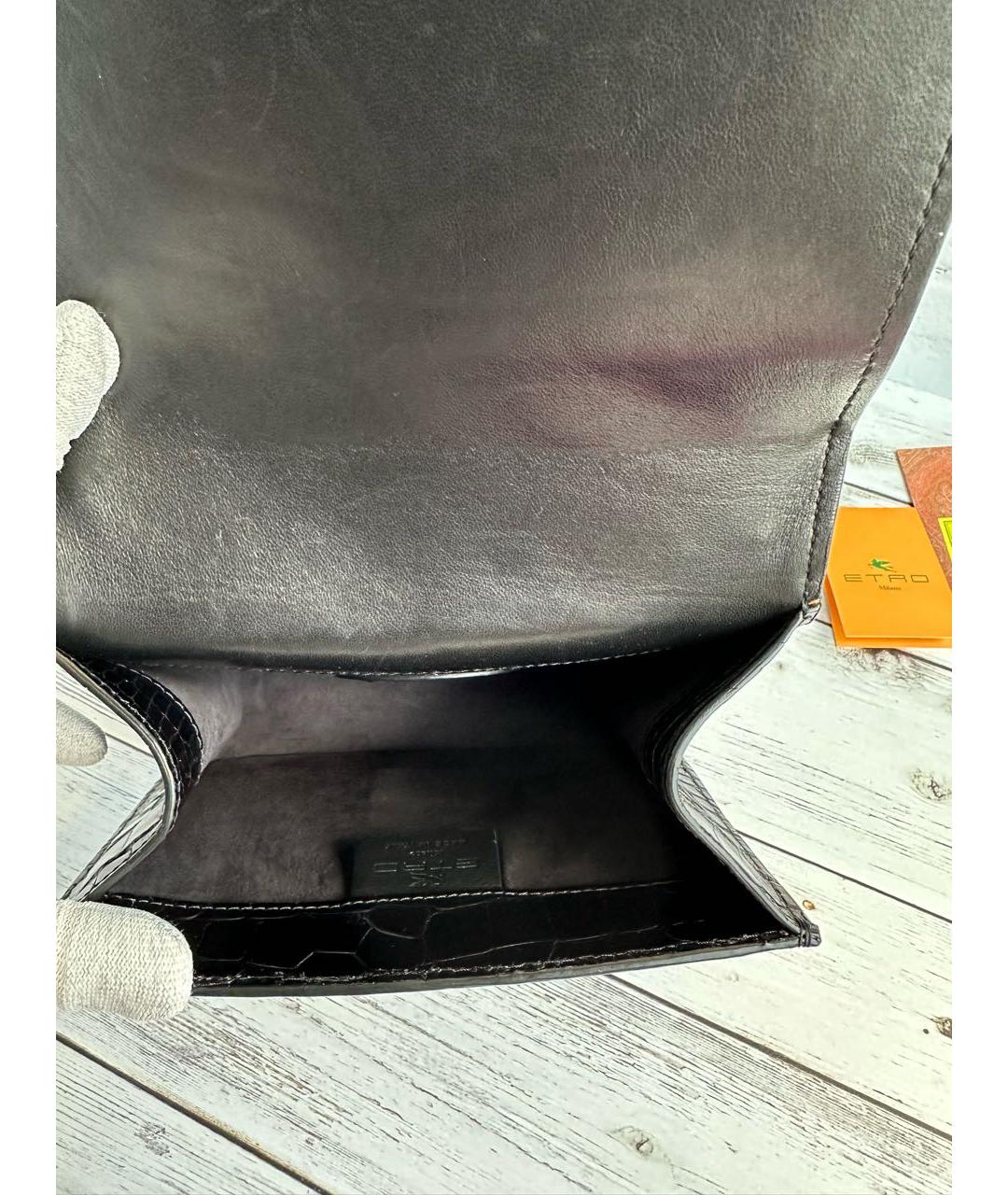 ETRO Черная сумка с короткими ручками из экзотической кожи, фото 4