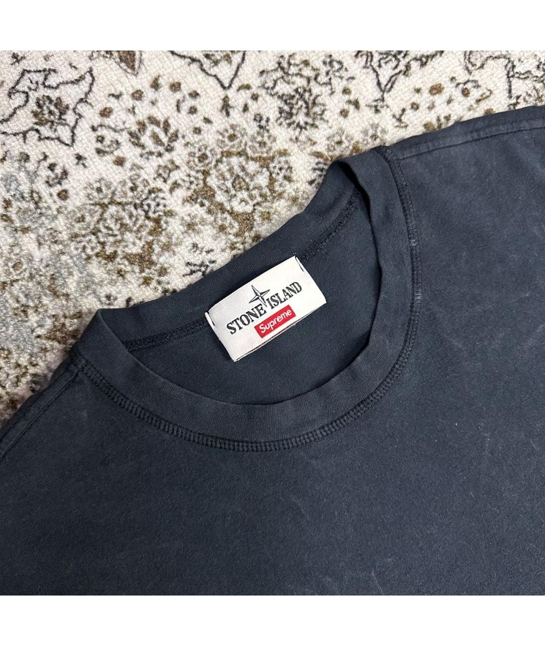 STONE ISLAND Черная хлопковая футболка, фото 2