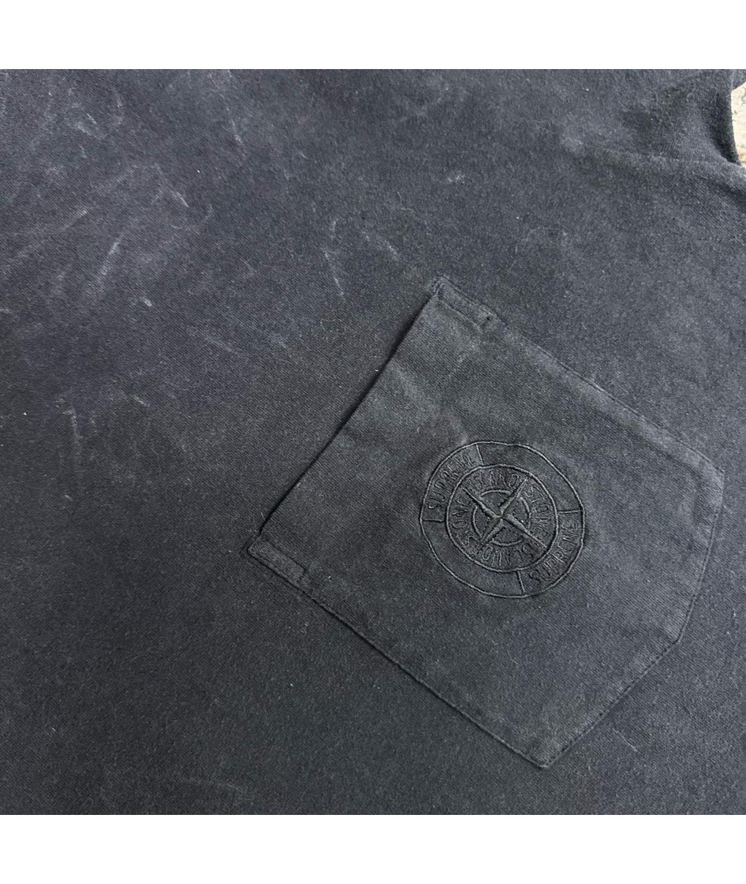 STONE ISLAND Черная хлопковая футболка, фото 3