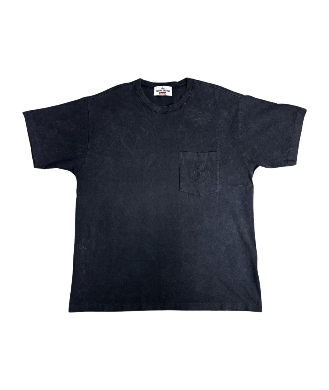 STONE ISLAND Черная хлопковая футболка, фото 1