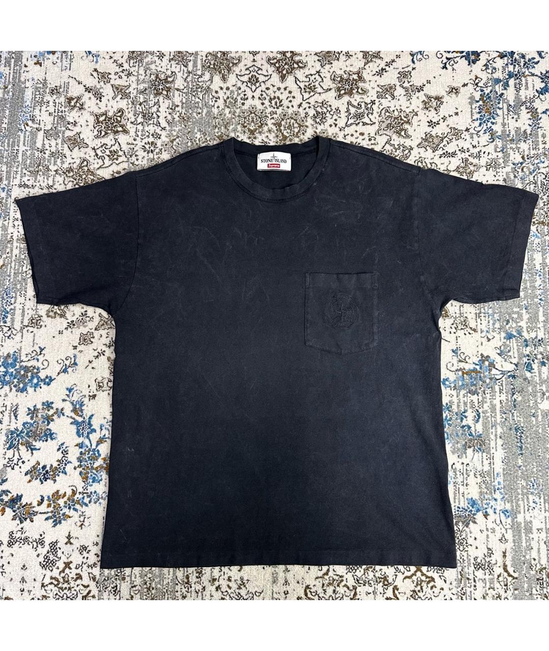 STONE ISLAND Черная хлопковая футболка, фото 5