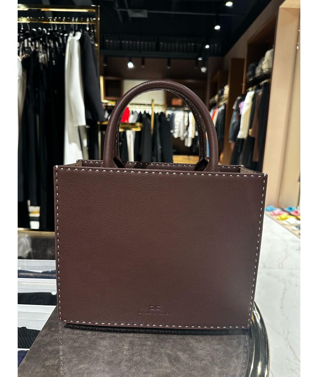 ELISABETTA FRANCHI Горчичная сумка с короткими ручками из искусственной кожи, фото 6