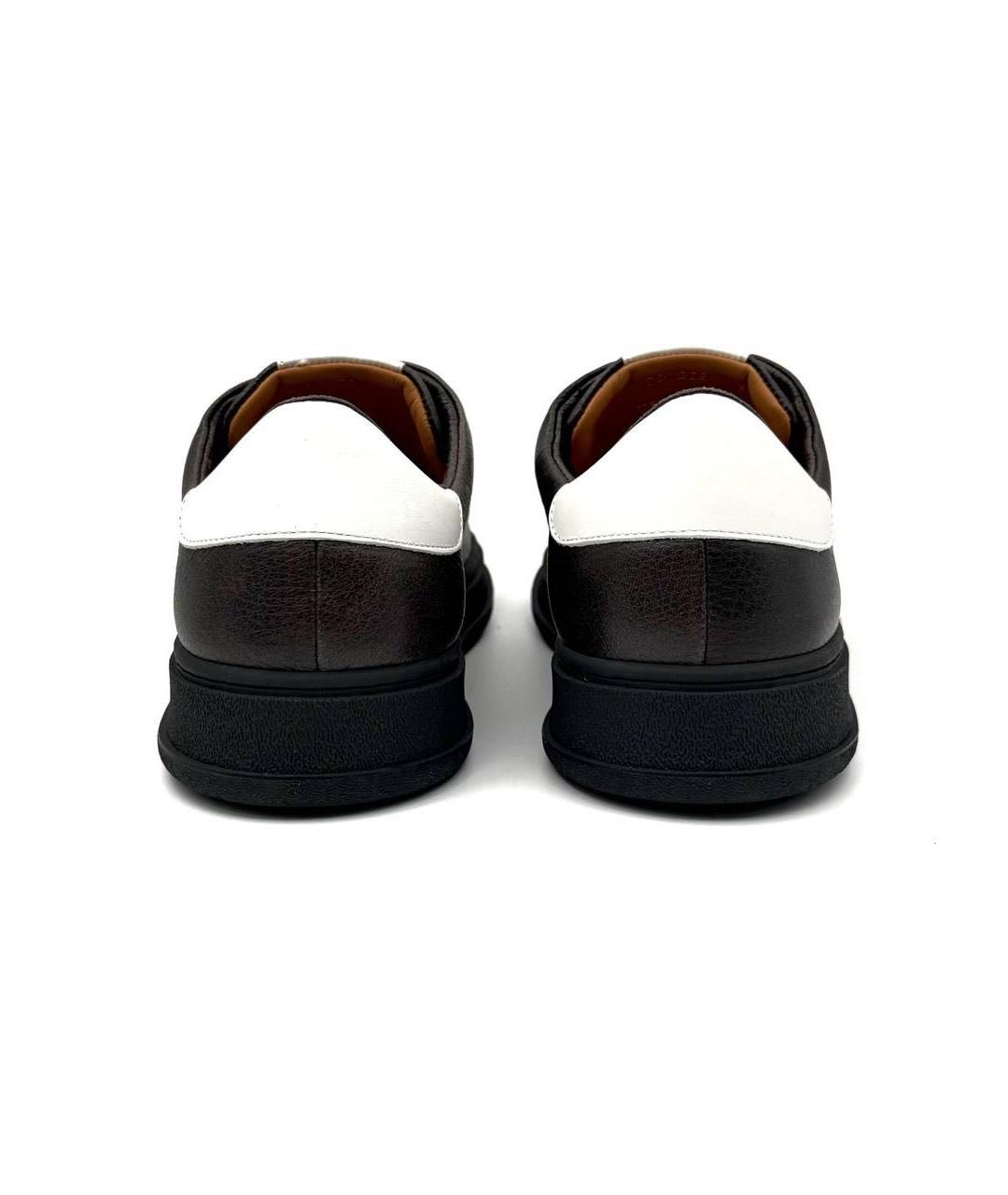 KITON Черные кожаные низкие кроссовки / кеды, фото 4