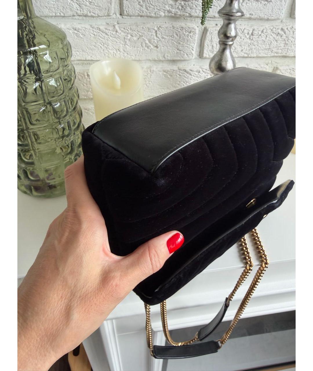 SAINT LAURENT Черная бархатная сумка через плечо, фото 6