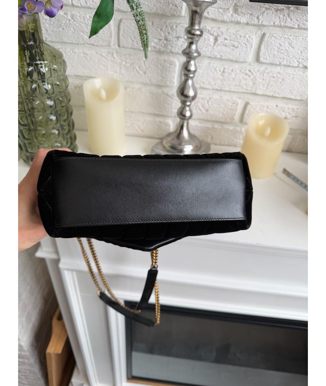 SAINT LAURENT Черная бархатная сумка через плечо, фото 5