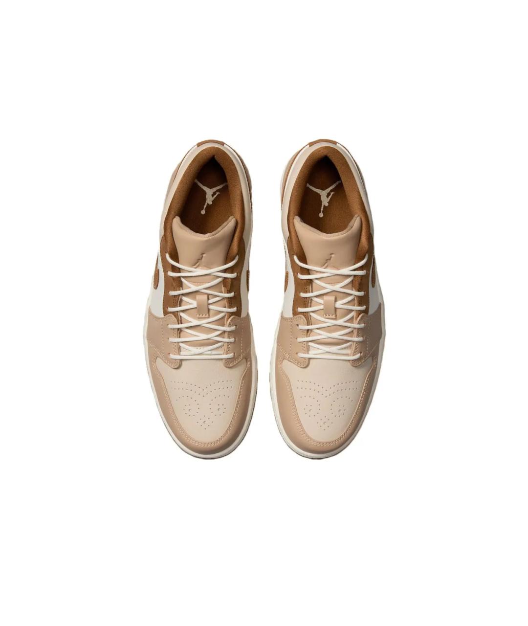 JORDAN Коричневые кожаные низкие кроссовки / кеды, фото 3