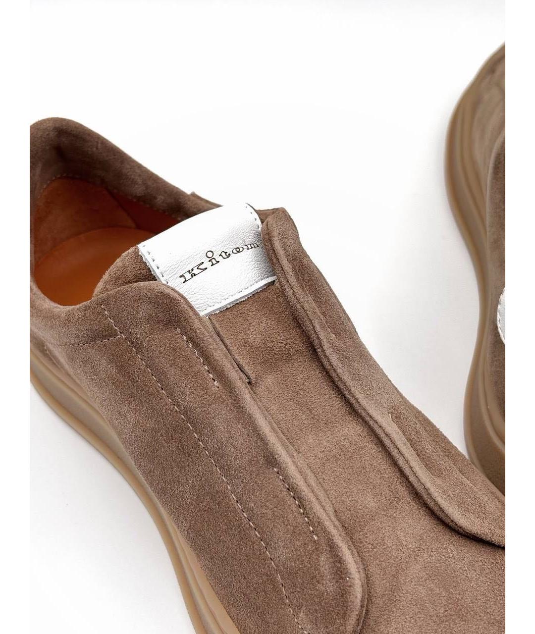 KITON Коричневые замшевые низкие кроссовки / кеды, фото 4