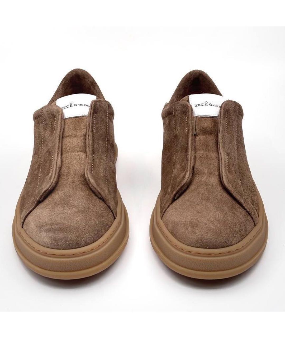 KITON Коричневые замшевые низкие кроссовки / кеды, фото 3