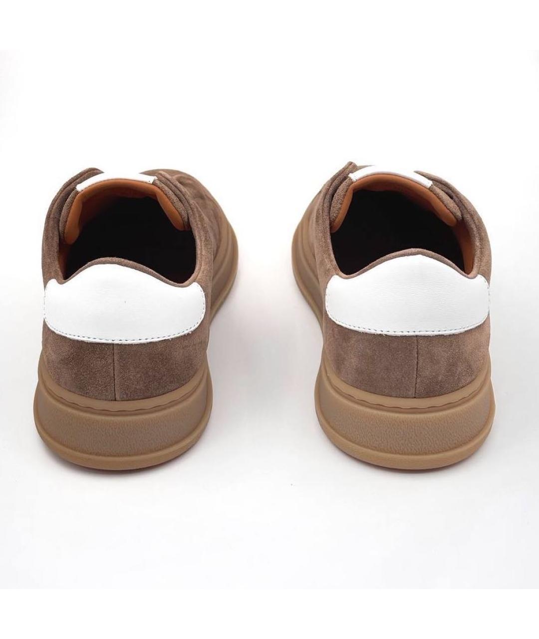 KITON Коричневые замшевые низкие кроссовки / кеды, фото 5