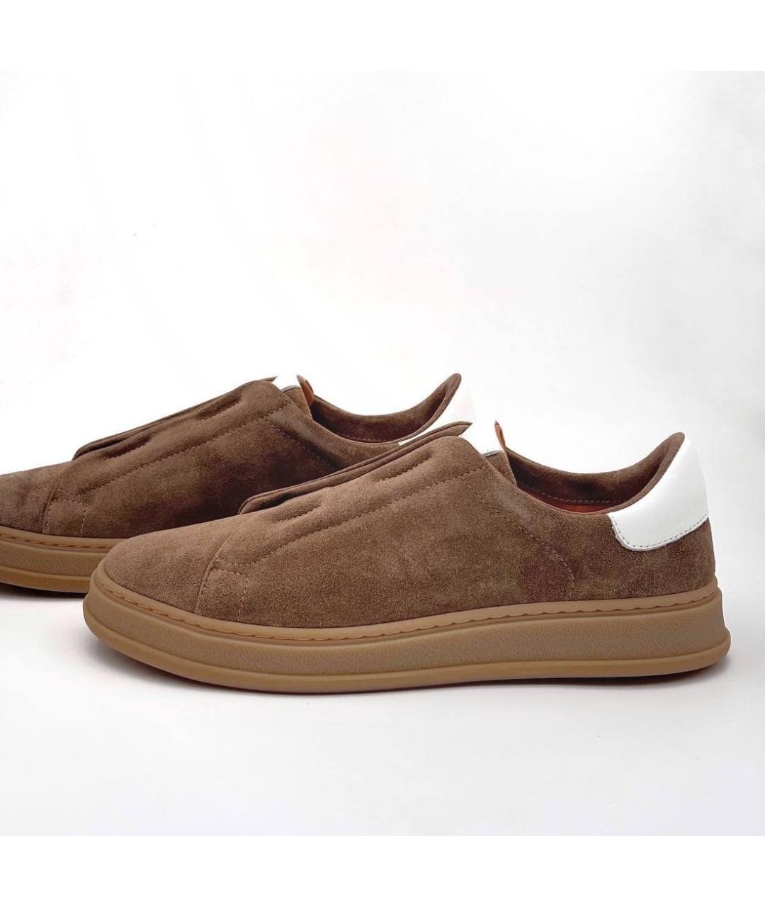KITON Коричневые замшевые низкие кроссовки / кеды, фото 2