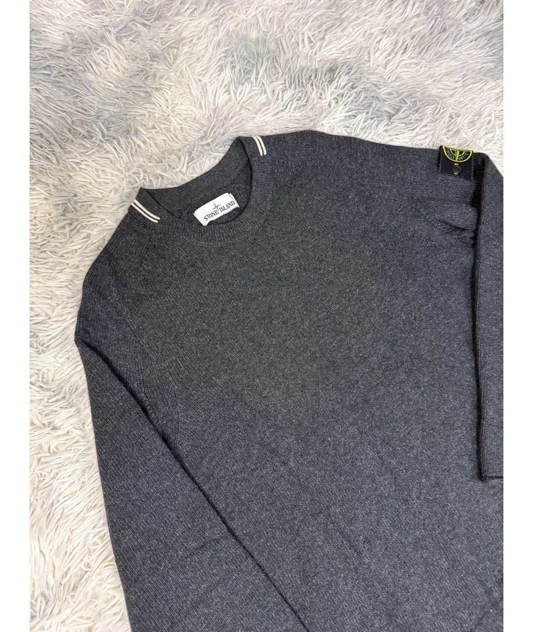 STONE ISLAND Антрацитовый хлопковый джемпер / свитер, фото 4