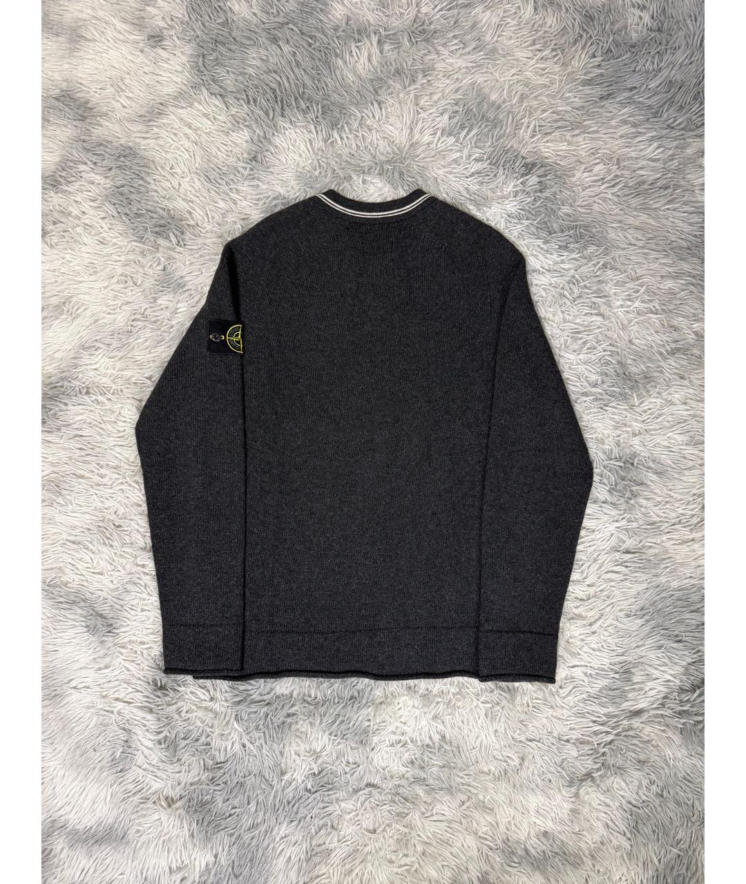 STONE ISLAND Антрацитовый хлопковый джемпер / свитер, фото 2