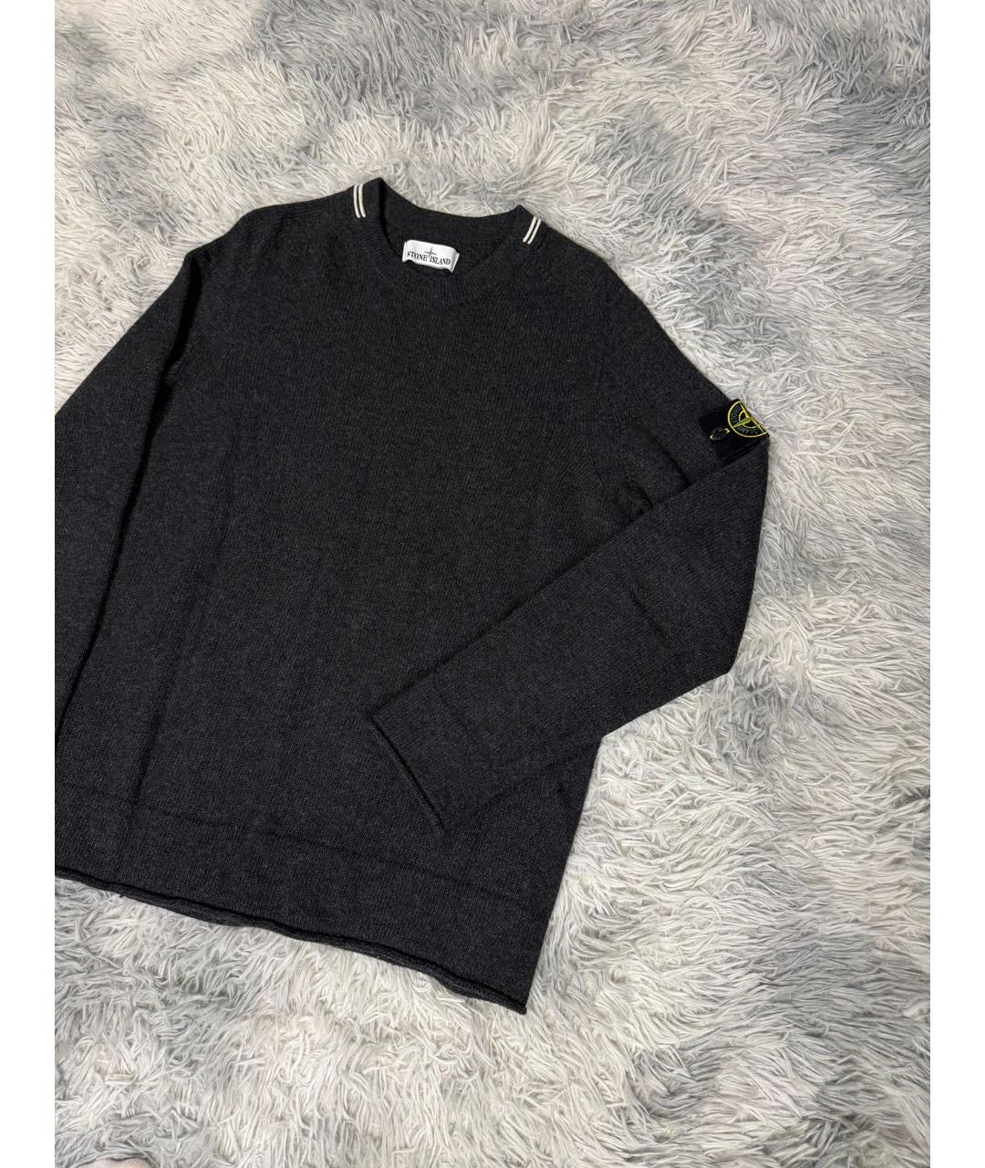 STONE ISLAND Антрацитовый хлопковый джемпер / свитер, фото 3