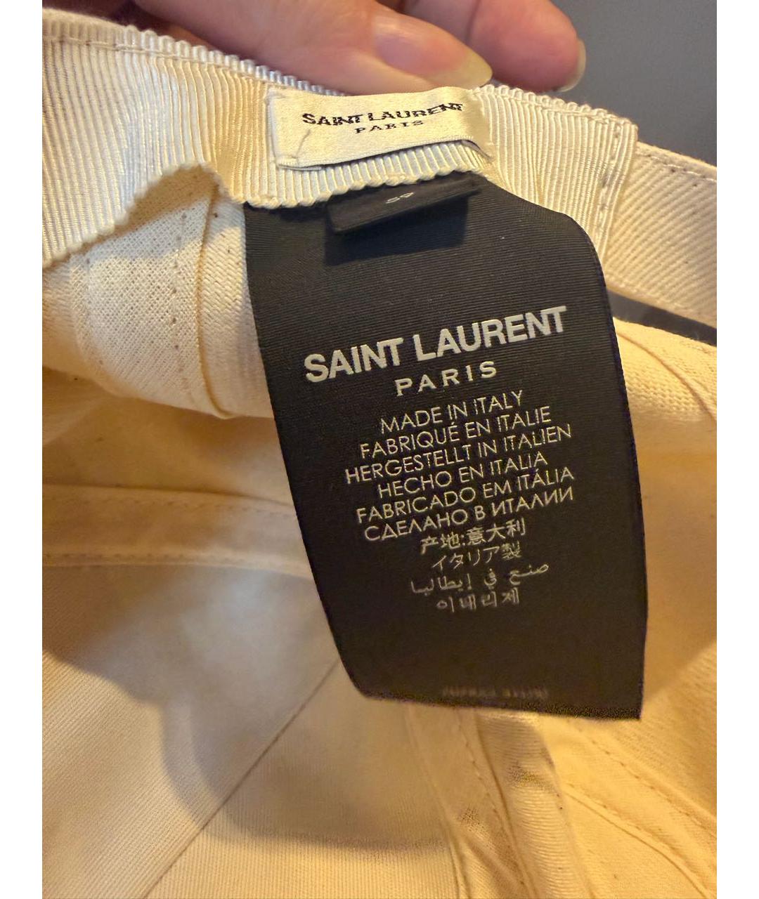 SAINT LAURENT Бежевая льняная кепка, фото 3