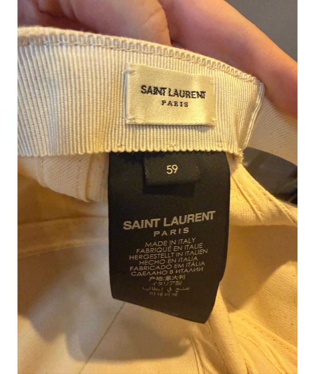 SAINT LAURENT Бежевая льняная кепка, фото 2