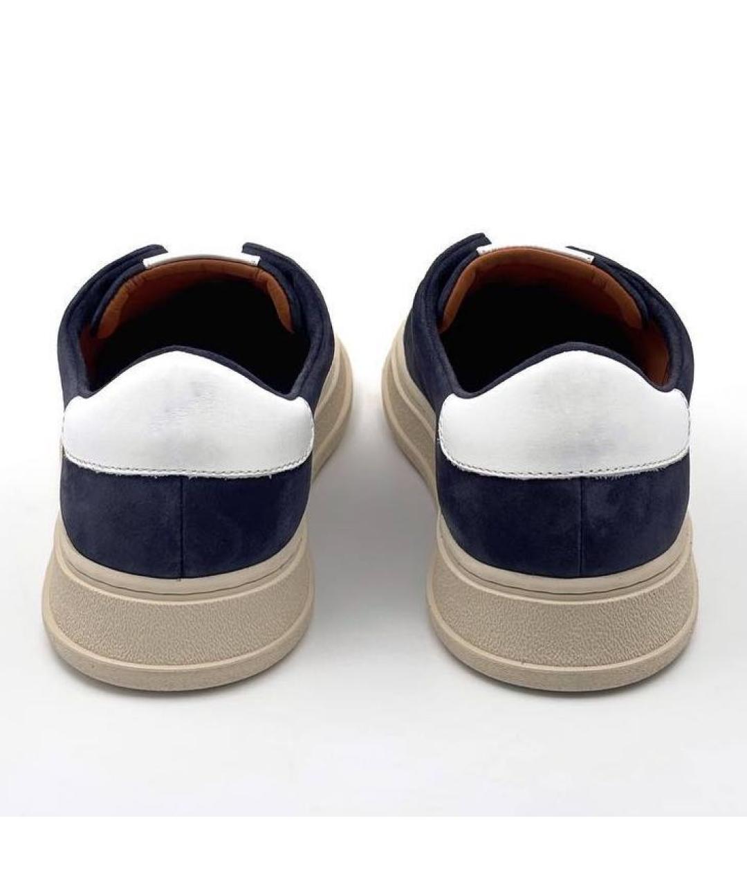 KITON Темно-синие замшевые низкие кроссовки / кеды, фото 4