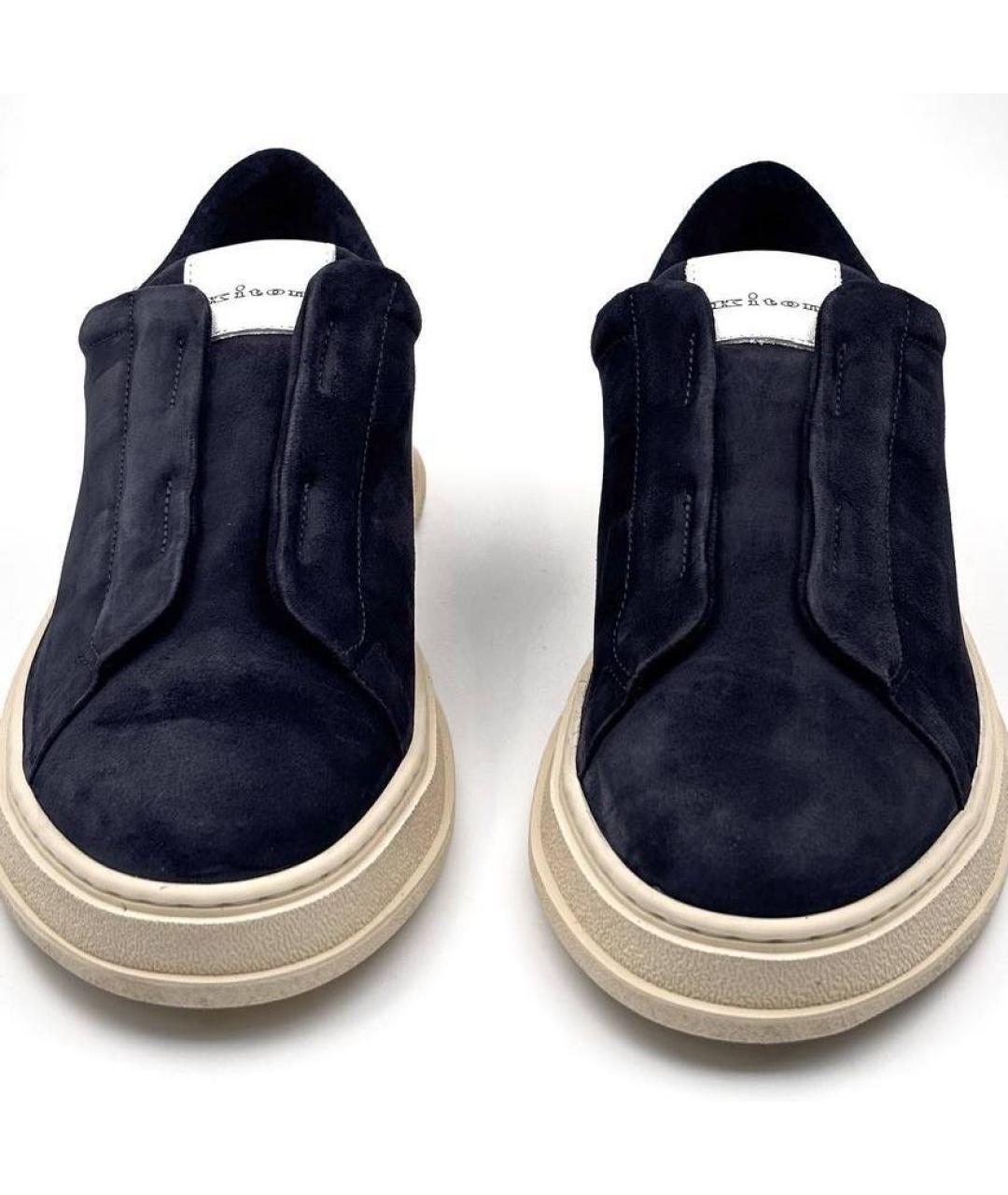 KITON Темно-синие замшевые низкие кроссовки / кеды, фото 2