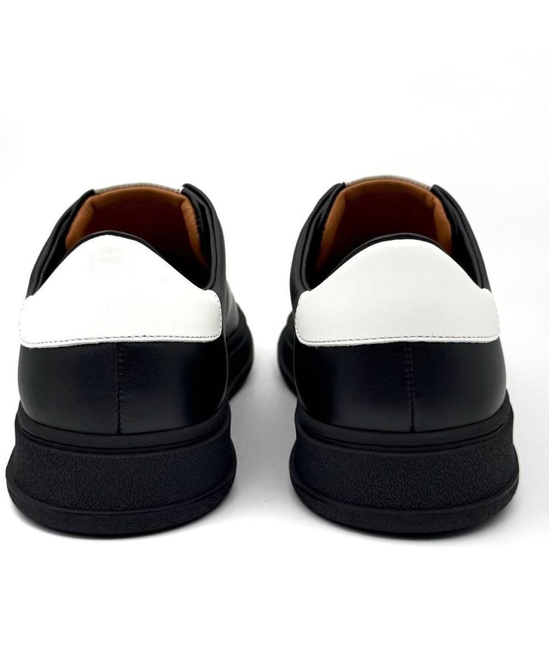 KITON Черные кожаные низкие кроссовки / кеды, фото 4