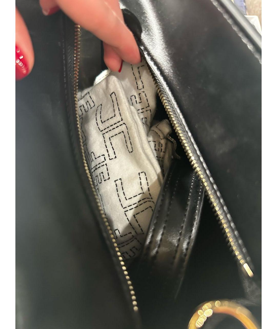 ELISABETTA FRANCHI Черная сумка с короткими ручками из искусственной кожи, фото 4