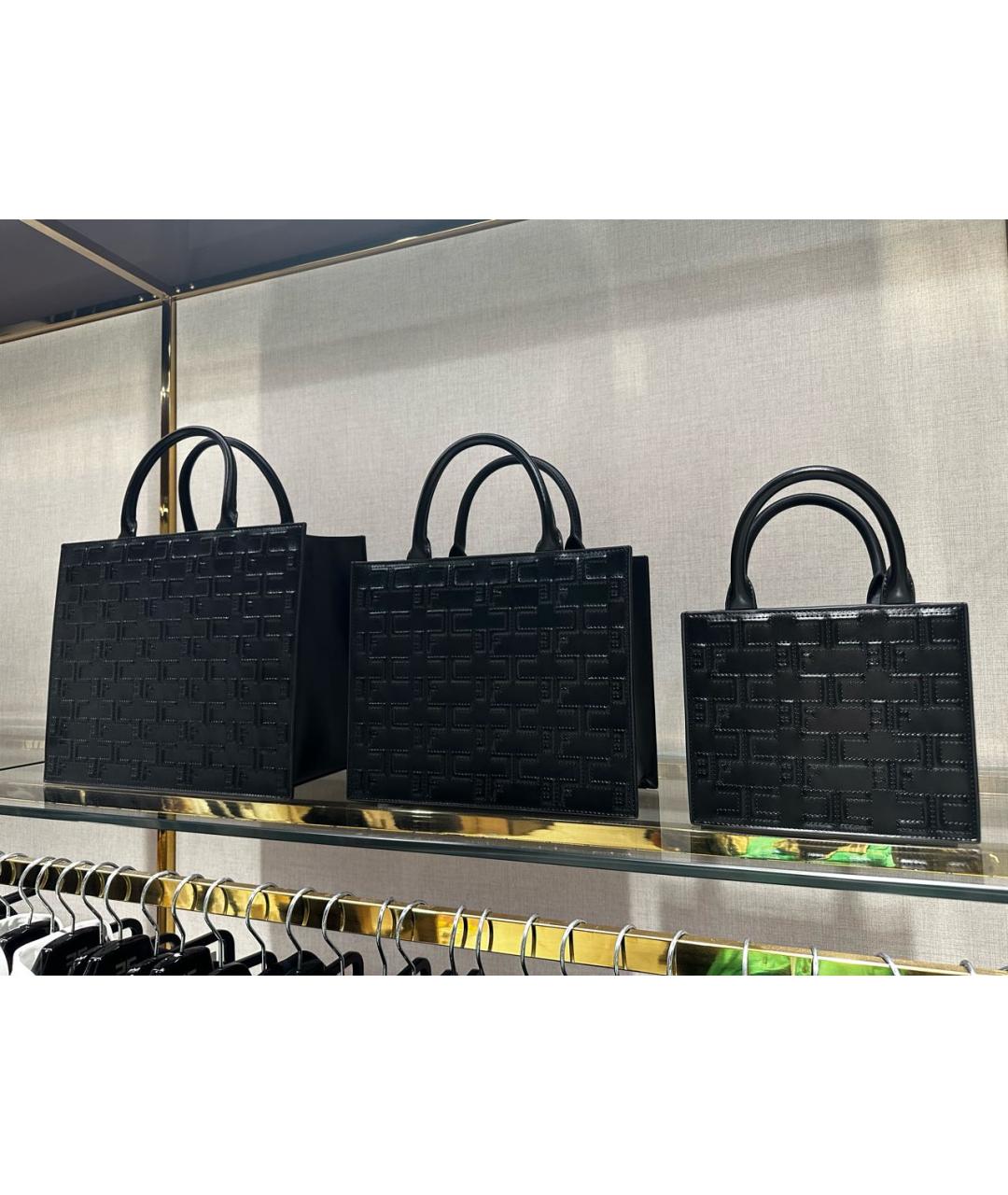 ELISABETTA FRANCHI Черная сумка с короткими ручками из искусственной кожи, фото 6