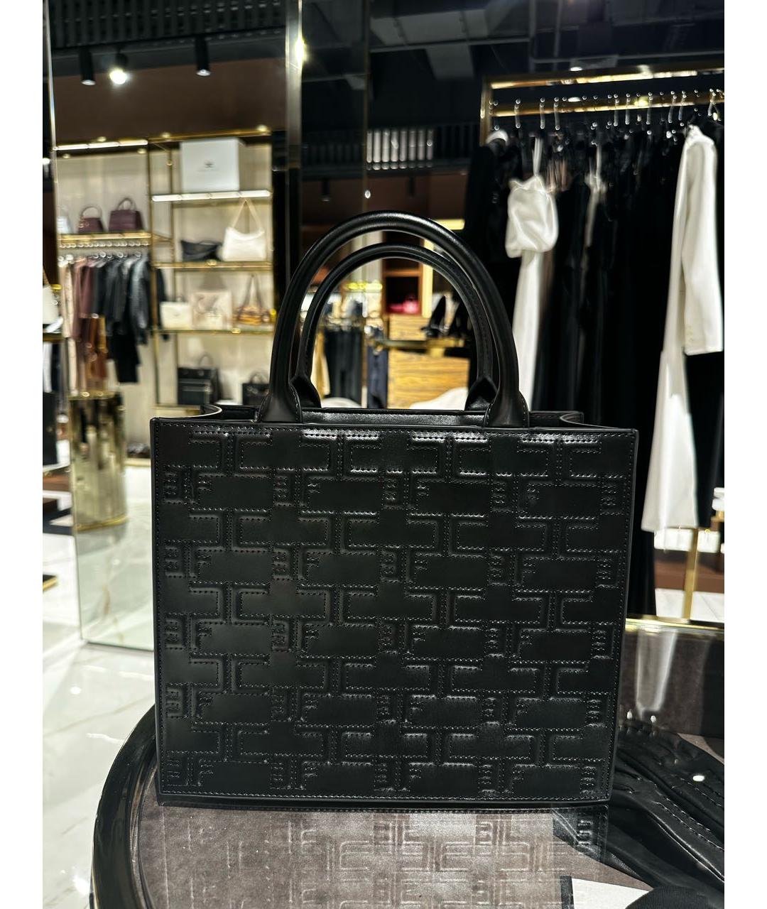 ELISABETTA FRANCHI Черная сумка с короткими ручками из искусственной кожи, фото 7