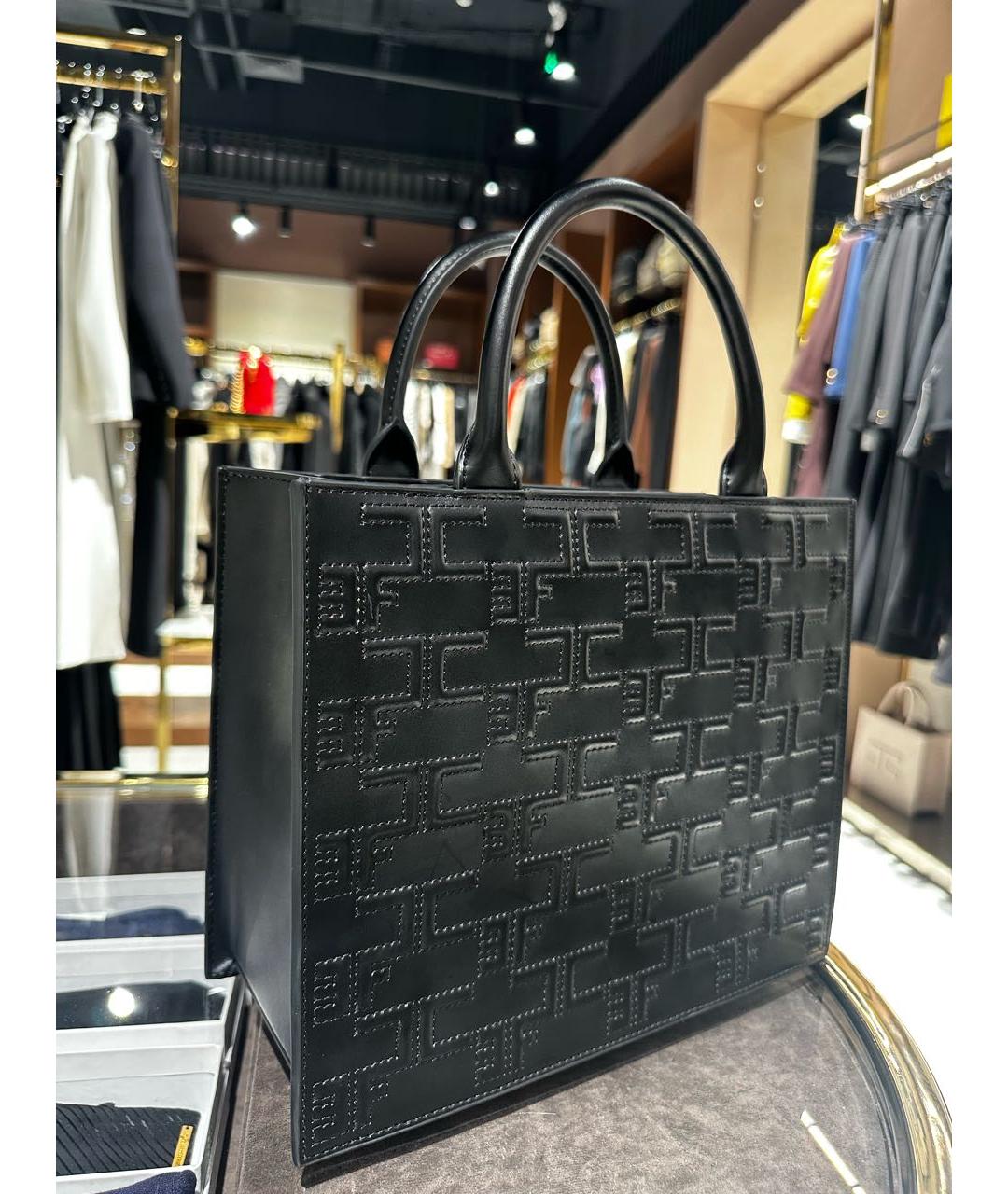 ELISABETTA FRANCHI Черная сумка с короткими ручками из искусственной кожи, фото 2