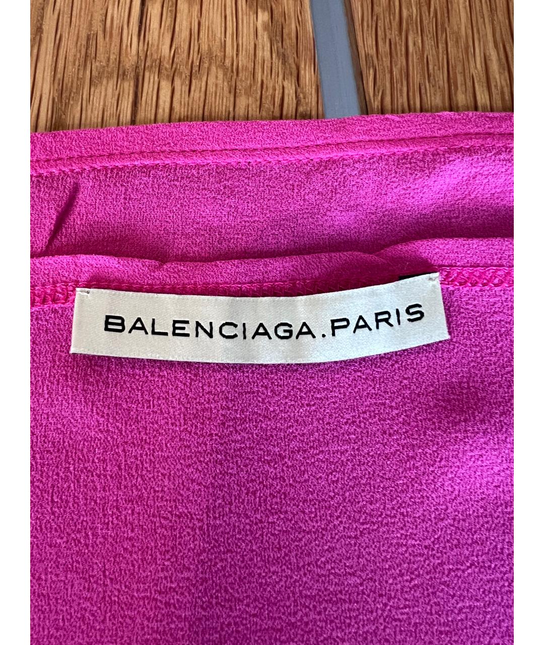 BALENCIAGA Фуксия шелковое коктейльное платье, фото 4