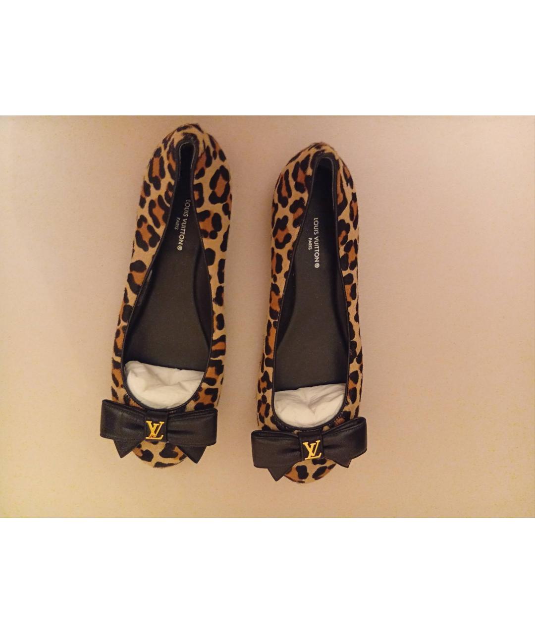 LOUIS VUITTON Коричневые кожаные балетки, фото 3